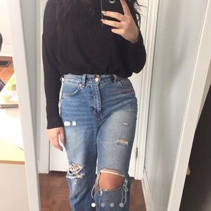 high waisted ripped jeans